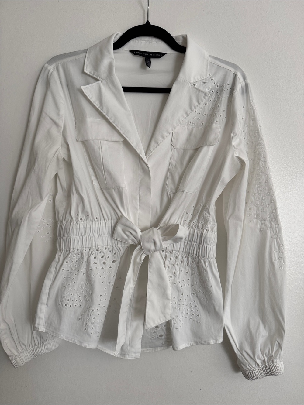White House Black Market Eyelet Tie-Waist Top